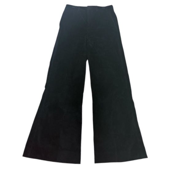 Frame Le Palazzo Crop Trouser in Noir- Corduroy - Picture 1 of 5